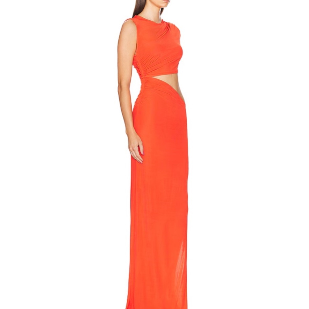 ATLEIN Cut Out Sleeveless Long Dress Elegant Orange Sleeveless Dress size Large